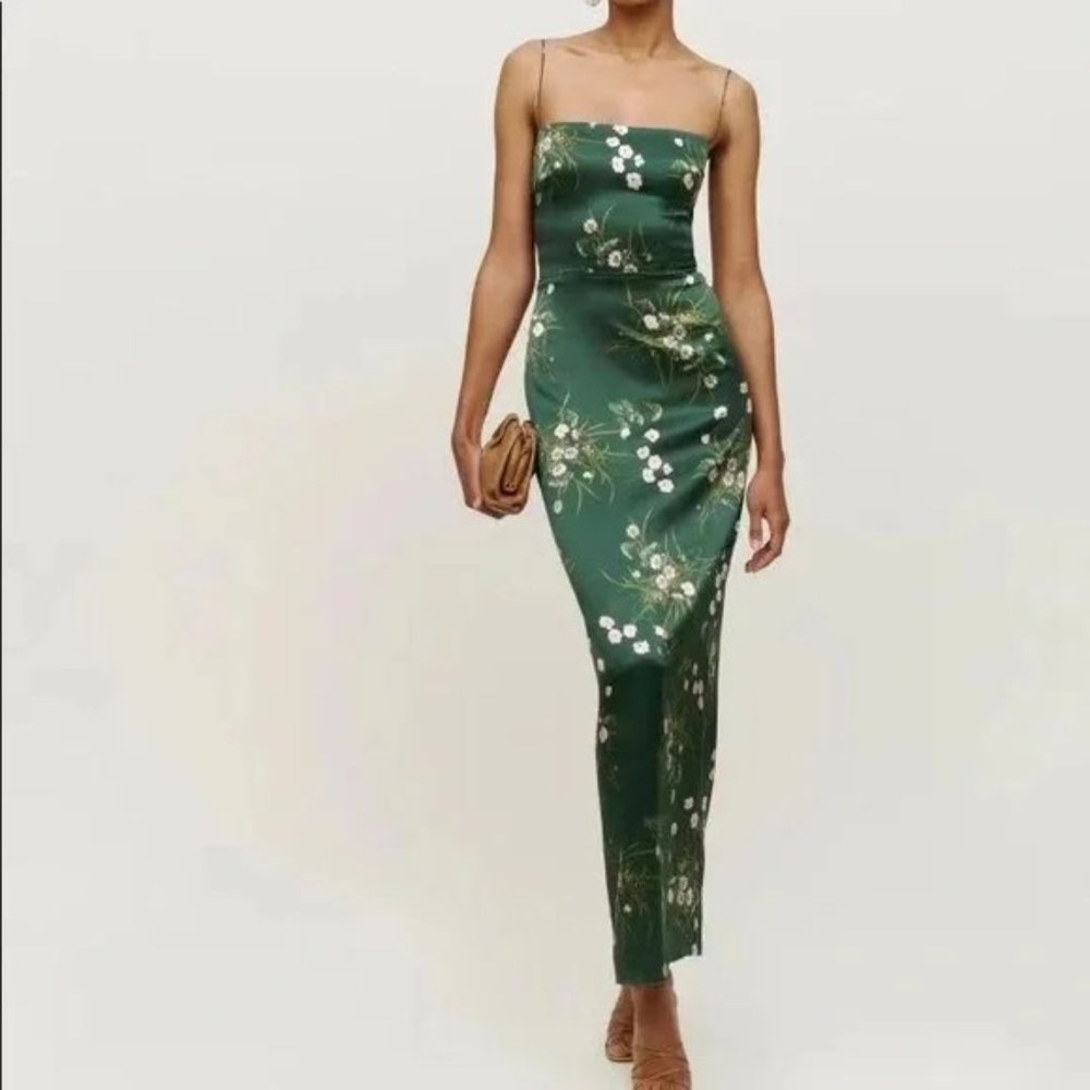 Reformation Frankie Silk Dress in Buena